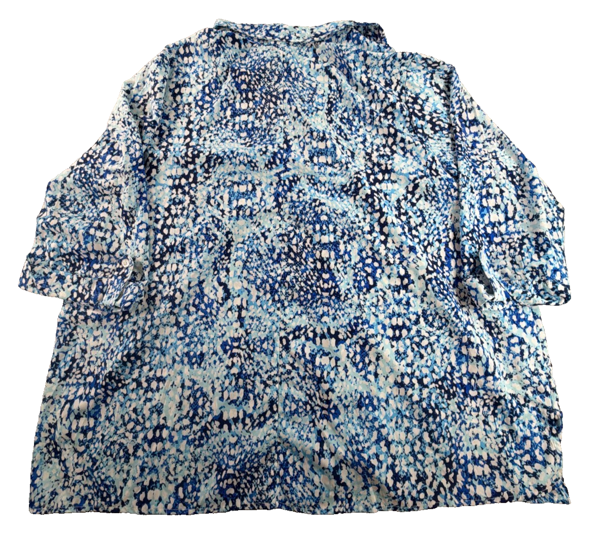 Woman Within Women 2X 22/24W Blue Abstract Print Button Down Blouse 3/4 Sleeve
