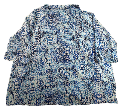 Woman Within Women 2X 22/24W Blue Abstract Print Button Down Blouse 3/4 Sleeve