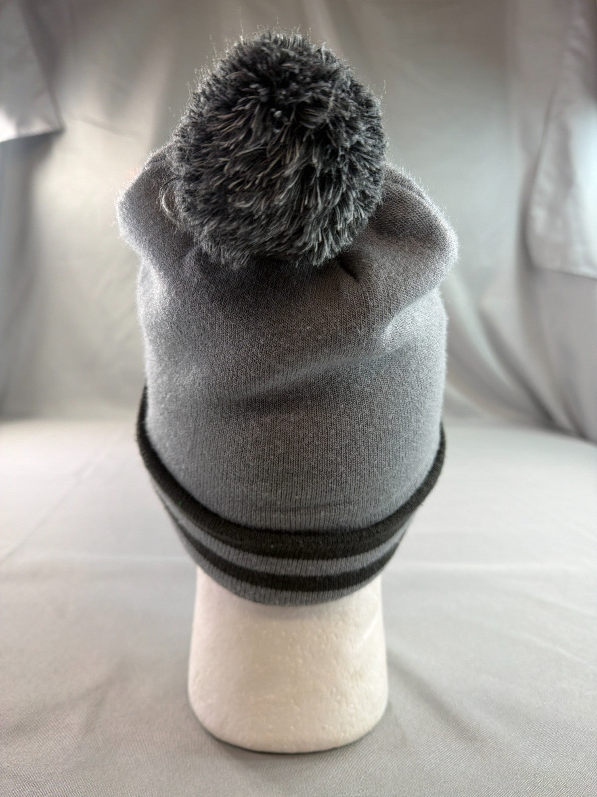 North Face Ski Tuke Bear Pom Beanie Reversible Gray Black 1966 Knit Hat OS NWT