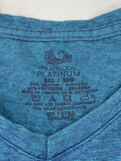Fruit of the Loom Platinum V-Neck T-Shirt Mens 3XL Heather Blue 60/40 Cotton