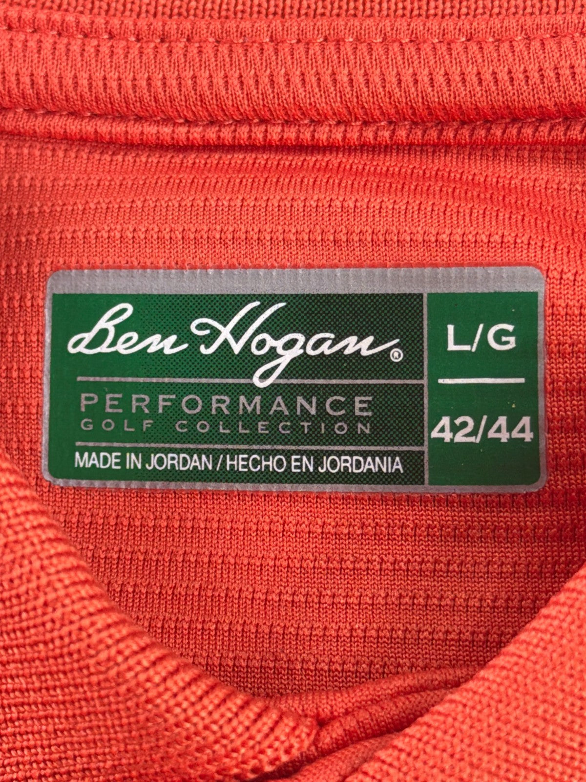Ben Hogan Performance Golf Collection Polo Mens L Coral Orange Short Sleeve