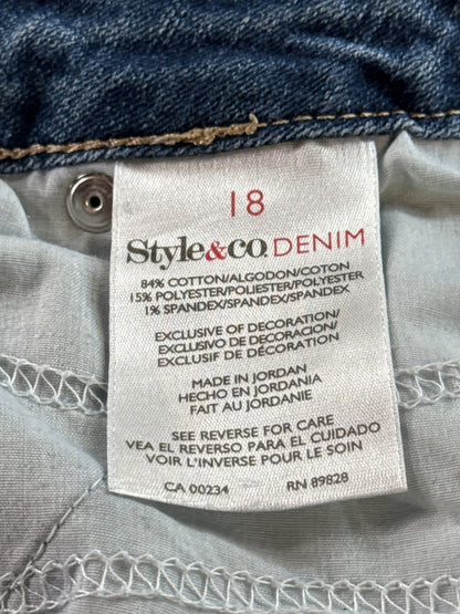 Style & Co Denim Capri Jeans Womens 18 Blue Stretch Mid Rise Cropped Pants