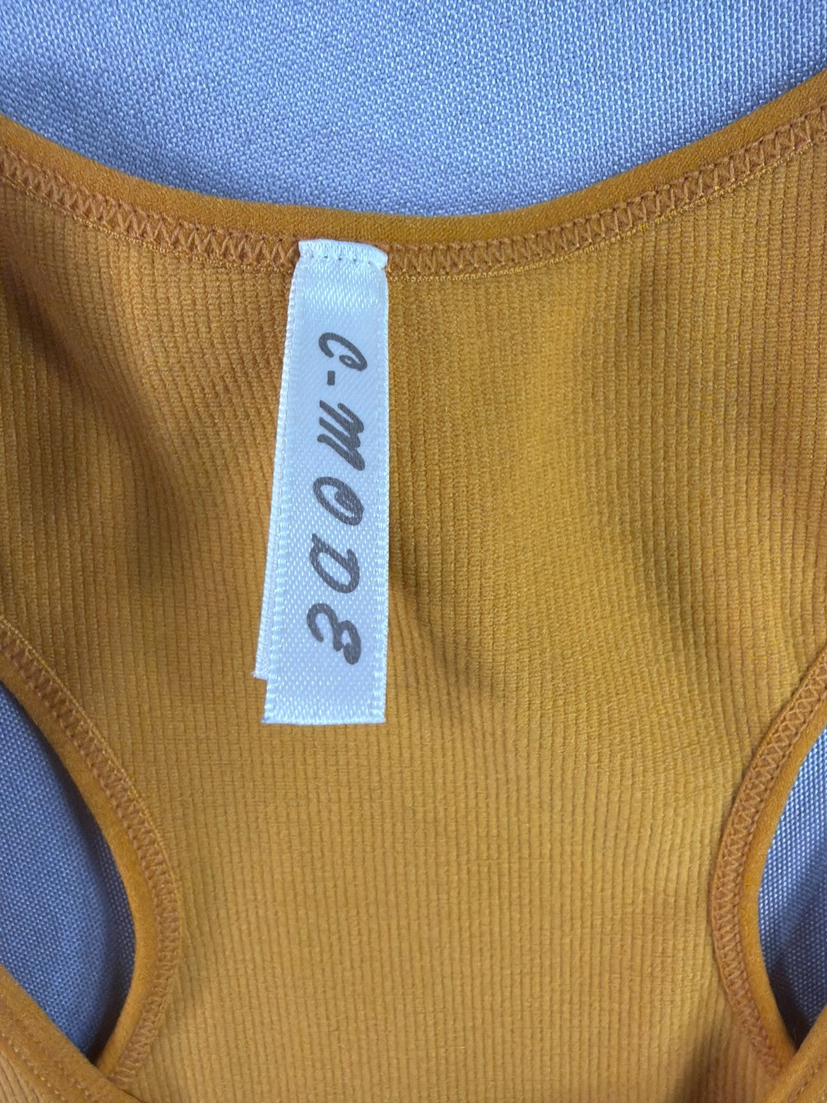 C-Mode Ribbed Racerback Tank Top Mustard Yellow Nylon Spandex Scoop Neck NWT