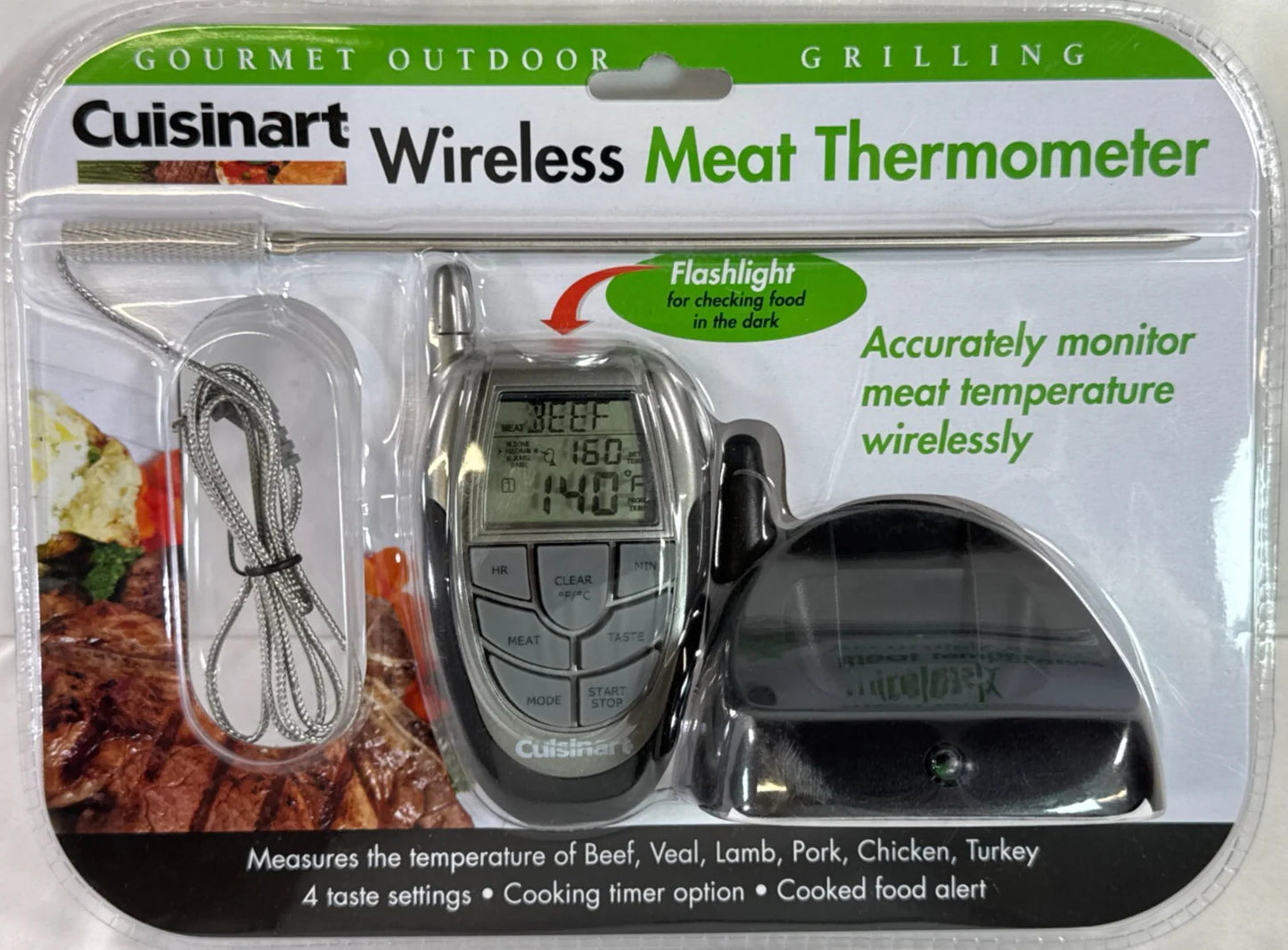 Cuisinart CSG-700 Wireless Meat Thermometer Probe Grill BBQ Timer Flashlight NEW