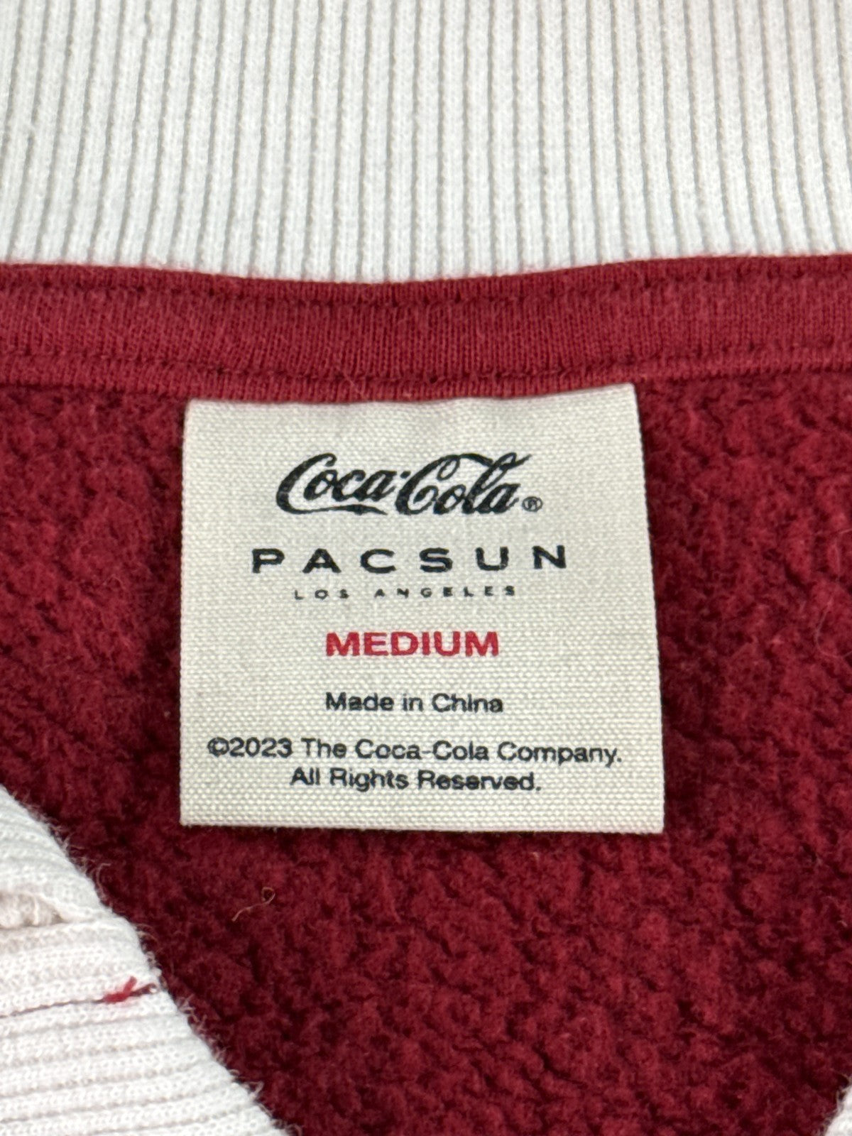Coca Cola Sweatshirt Large Red Cotton Logo Rugby Collar Vintage Classic