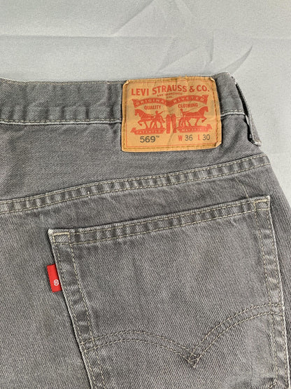 Levis 569 Shorts Mens 36 Gray Cut Off Denim Relaxed Fit Frayed Hem Casual Hasbro