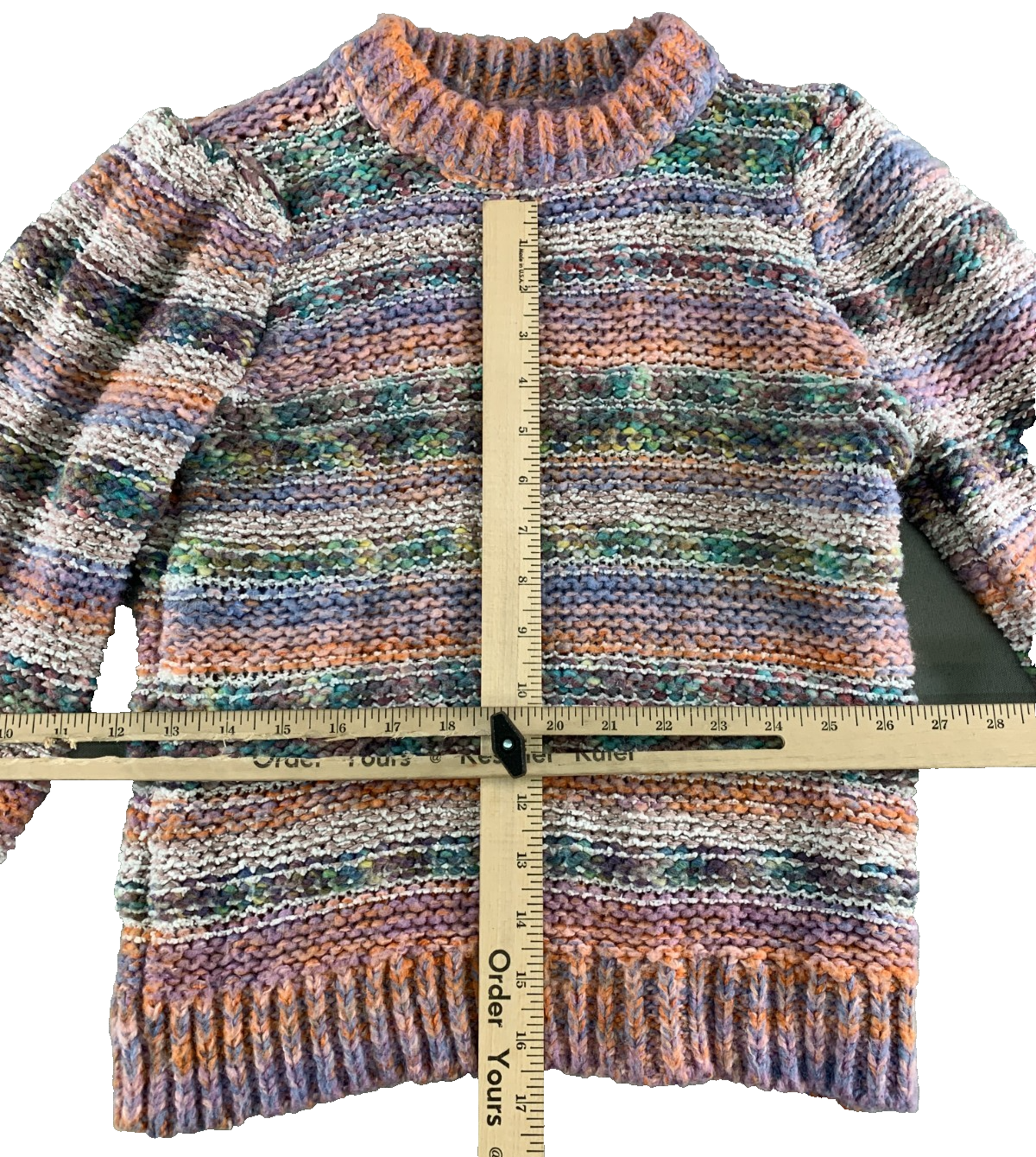Urban Outfitters Women XS Petite Chunky Knit Sweater Space Dye Multicolor Crop