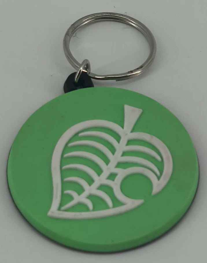 Nintendo Animal Crossing Leaf Logo Keychain Green Game Accessory Collectible