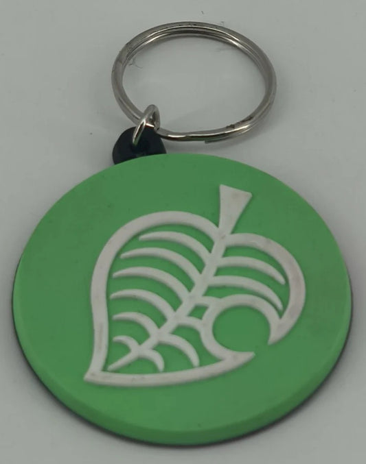 Nintendo Animal Crossing Leaf Logo Keychain Green Game Accessory Collectible