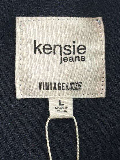 Kensie Jeans Vintage Luxe Denim Jacket Shacket Womens Large NWT Frayed Hem Blue