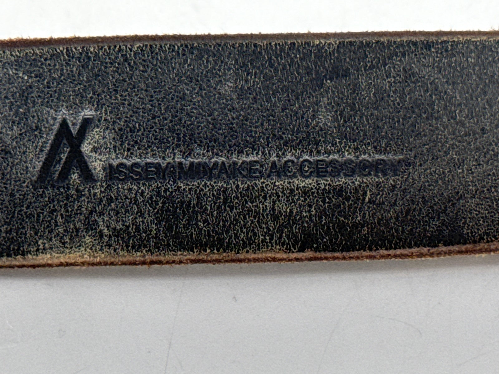 ISSEY MIYAKE ACCESSORY Leather Belt Brown Classic Wide Embossed Vintage