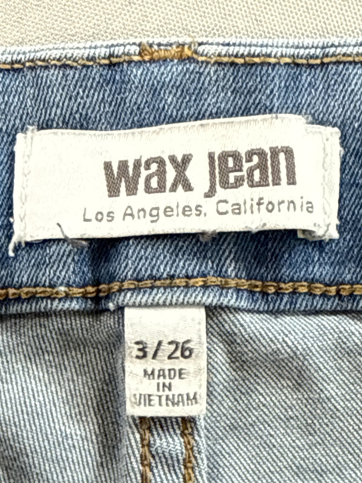 Wax Jean 3 Skinny Slim Fit Denim Womens 3/26 Blue Vietnam Y2K Distressed