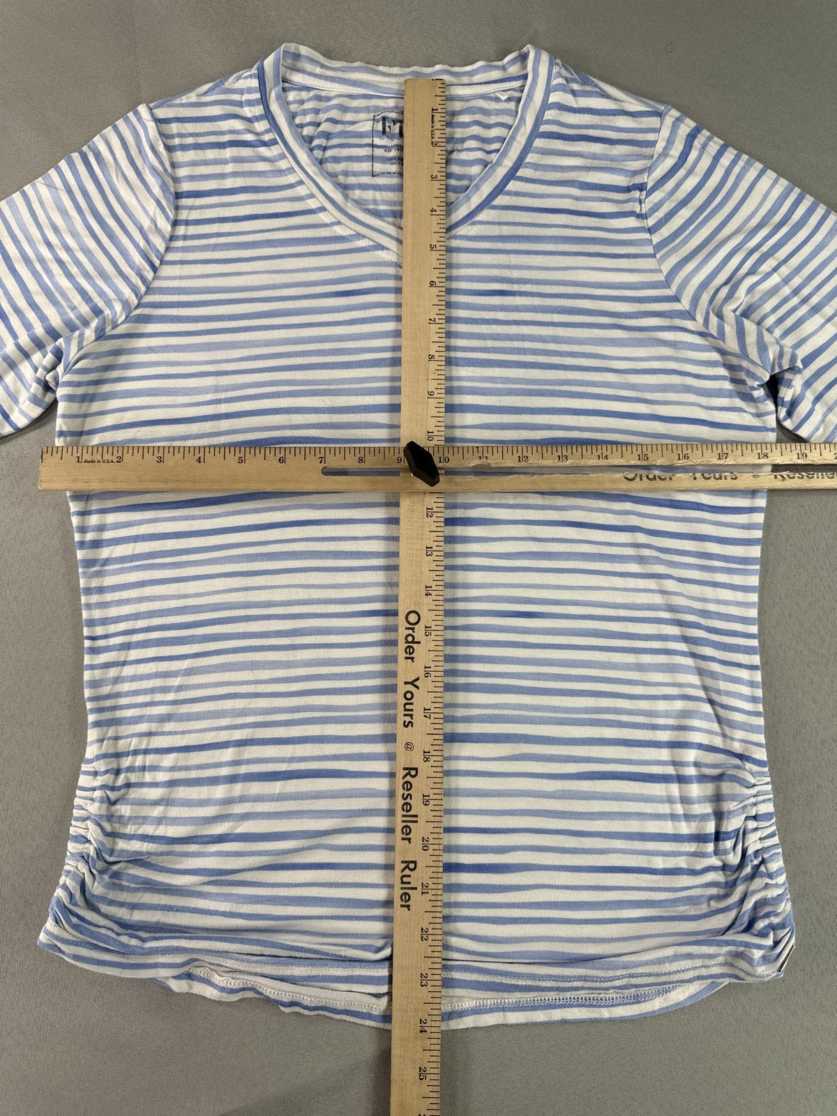 FDJ 1433885 Striped Long Sleeve Crewneck Top L Blue White Breathable Viscose Men