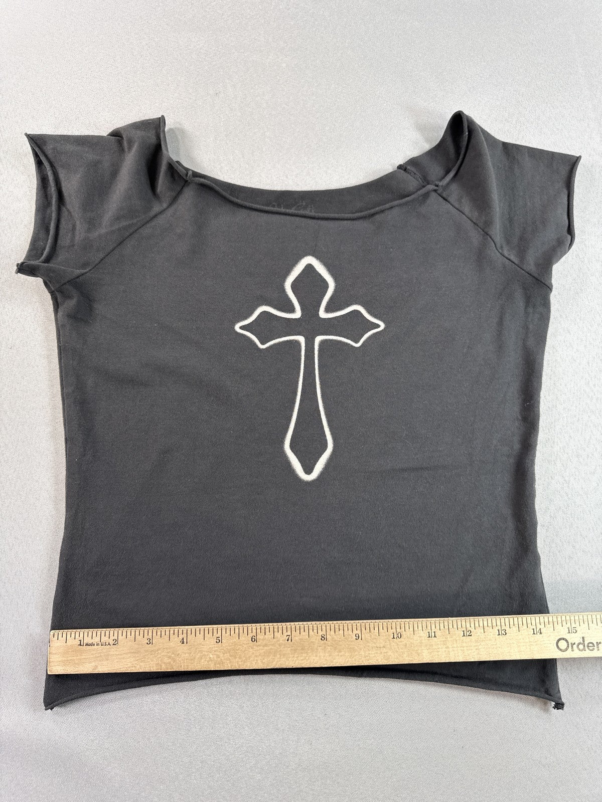 Galt Cross Graphic Tee 160 160/84A Black Cotton Gothic Religious Streetwear Boat