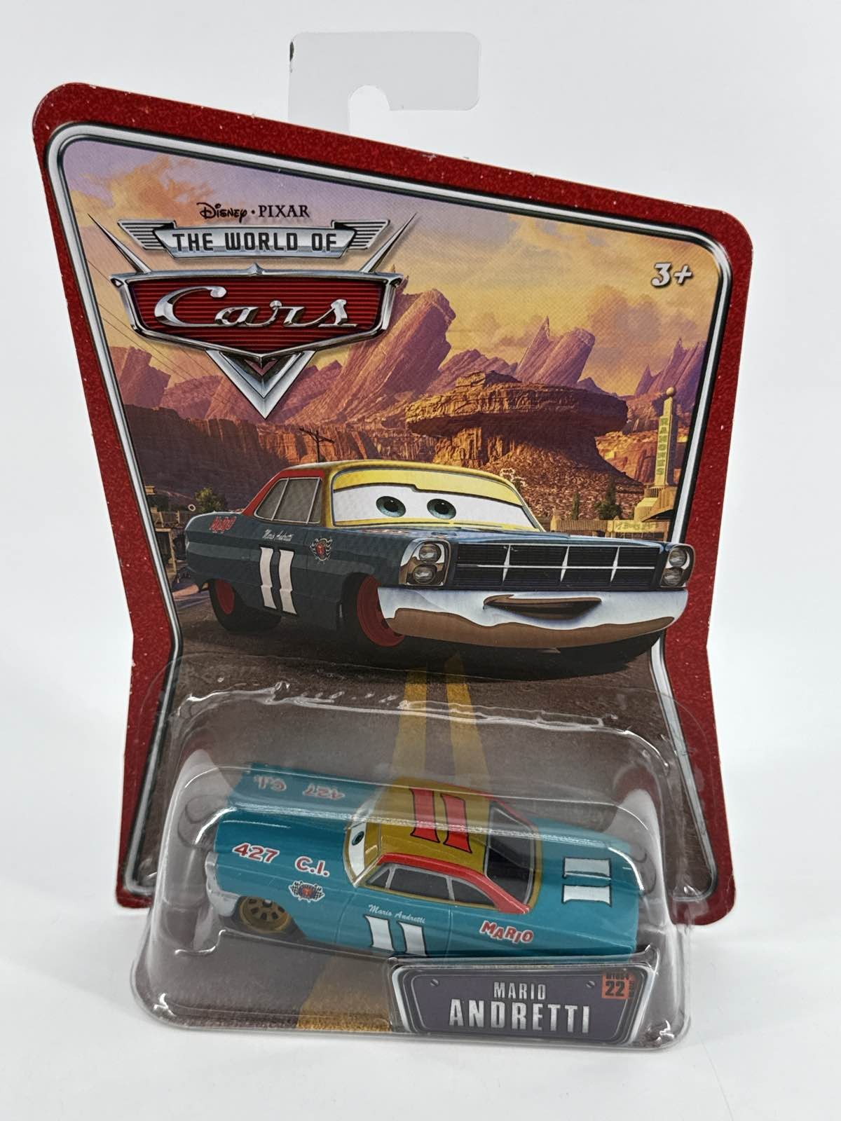 Disney Pixar Cars Mario Andretti 22 Diecast 2008 World of Cars Mattel Sealed Red
