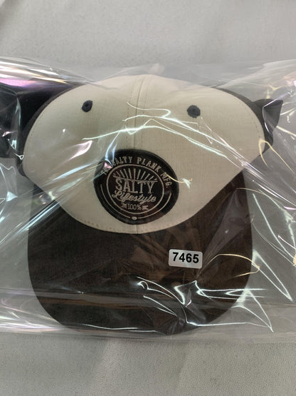 Salty Lifestyle Hat Cap Snap Back Black White Two Tone Embroidered Patch Mens