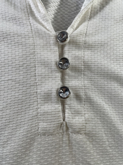 Monterey Club Shirt Womens Large Performance Golf Short Sleeve Crystal Button 92