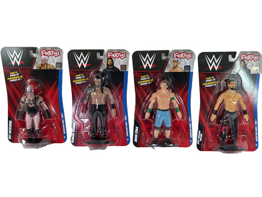 Mattel WWE FleXfigs Set 4 Cena Reigns Rollins Mysterio Action Figures kids NWT