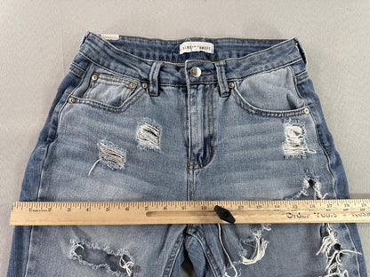 ALMOST FAMOUS Light Distressed Skinny Jeans Womens 1 Blue Stretch Cotton Blend