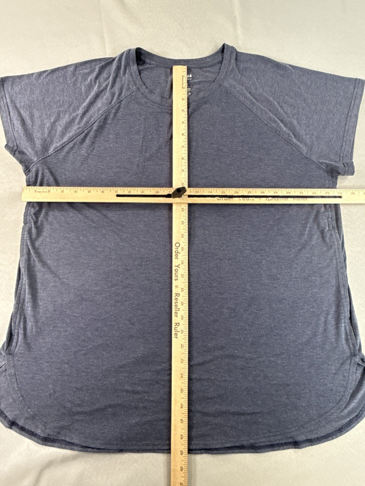 Tek Gear Heather Tee 1X Gray Polyester TENCEL Lyocell Spandex Crewneck Short Dry