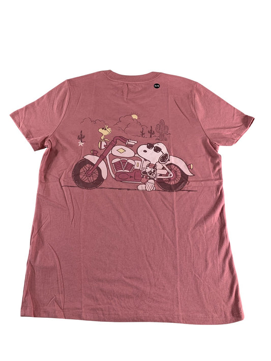 Snoopy Los Angeles Biker Club Shirt Youth 15/16 Pink Abercrombie Kids Graphic on