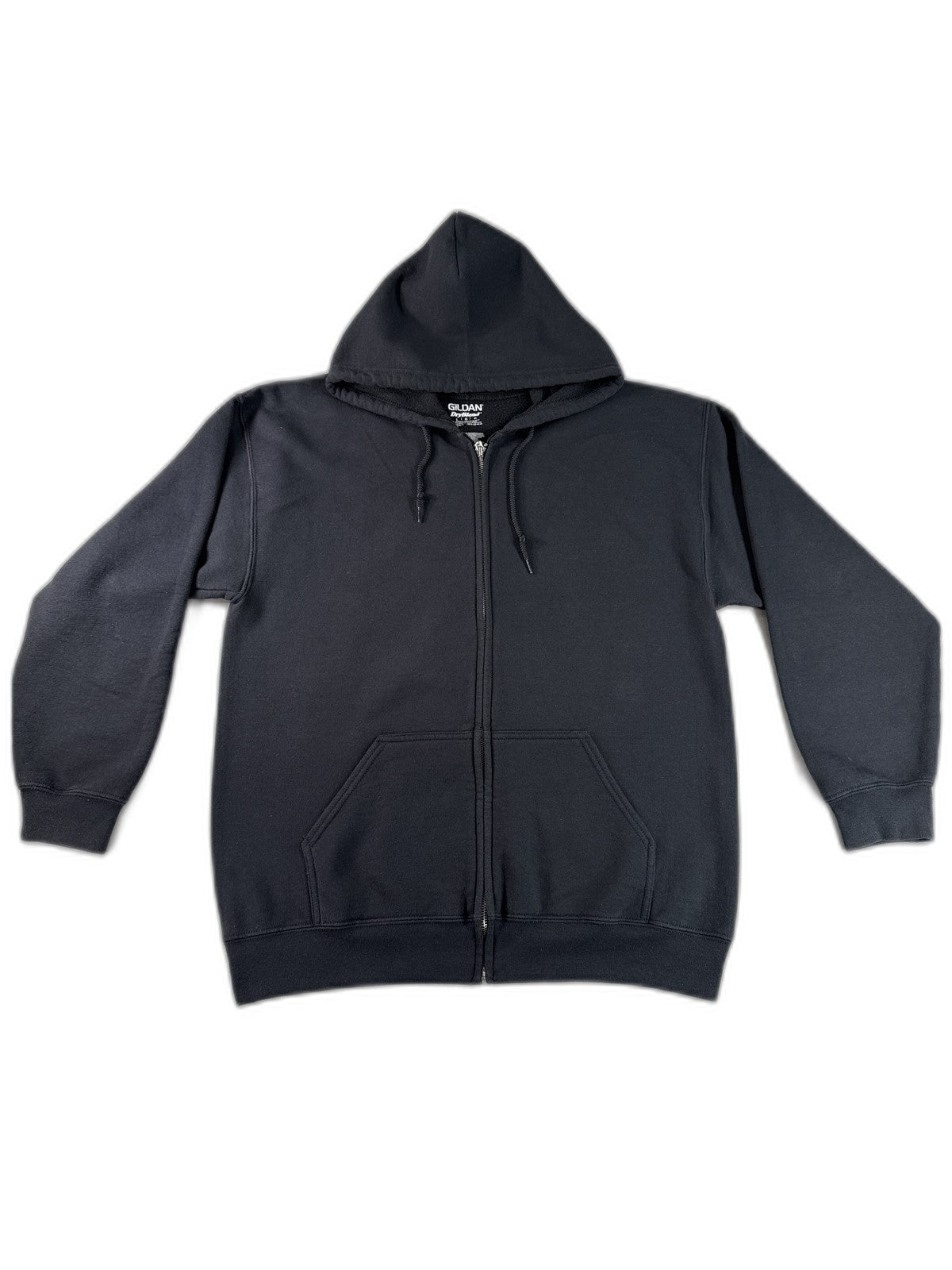 Gildan Heavy Blend Full Zip Hoodie Unisex Black Fleece Regular Fit Long Sleeve L