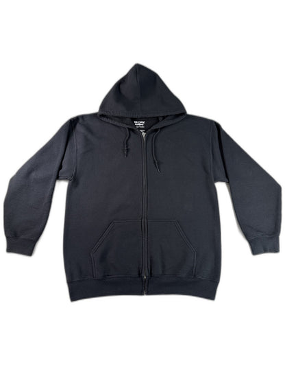 Gildan Heavy Blend Full Zip Hoodie Unisex Black Fleece Regular Fit Long Sleeve L