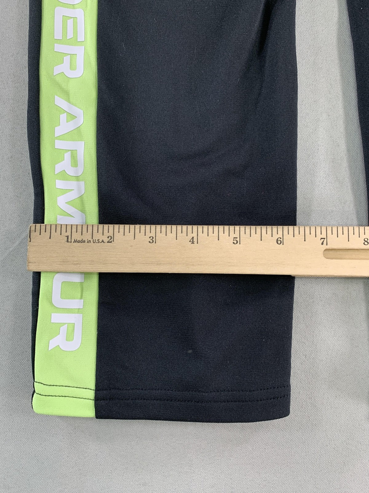 Under Armour Pants Youth Medium Black Neon Green Track Athletic Logo Drawstring