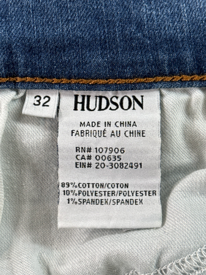 Hudson Jeans Women 32 Blue Distressed Skinny Raw Hem Stretch Ankle Denim