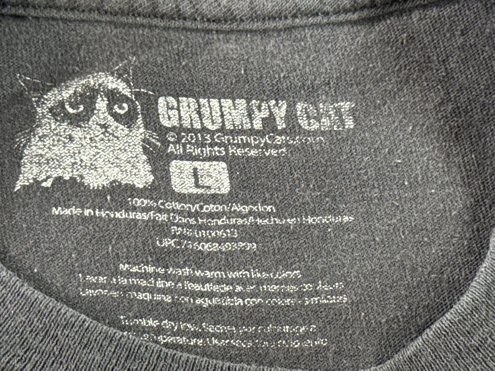 Grumpy Cat Meme Graphic Tee Mens L Black 100% Cotton Short Sleeve Crewneck