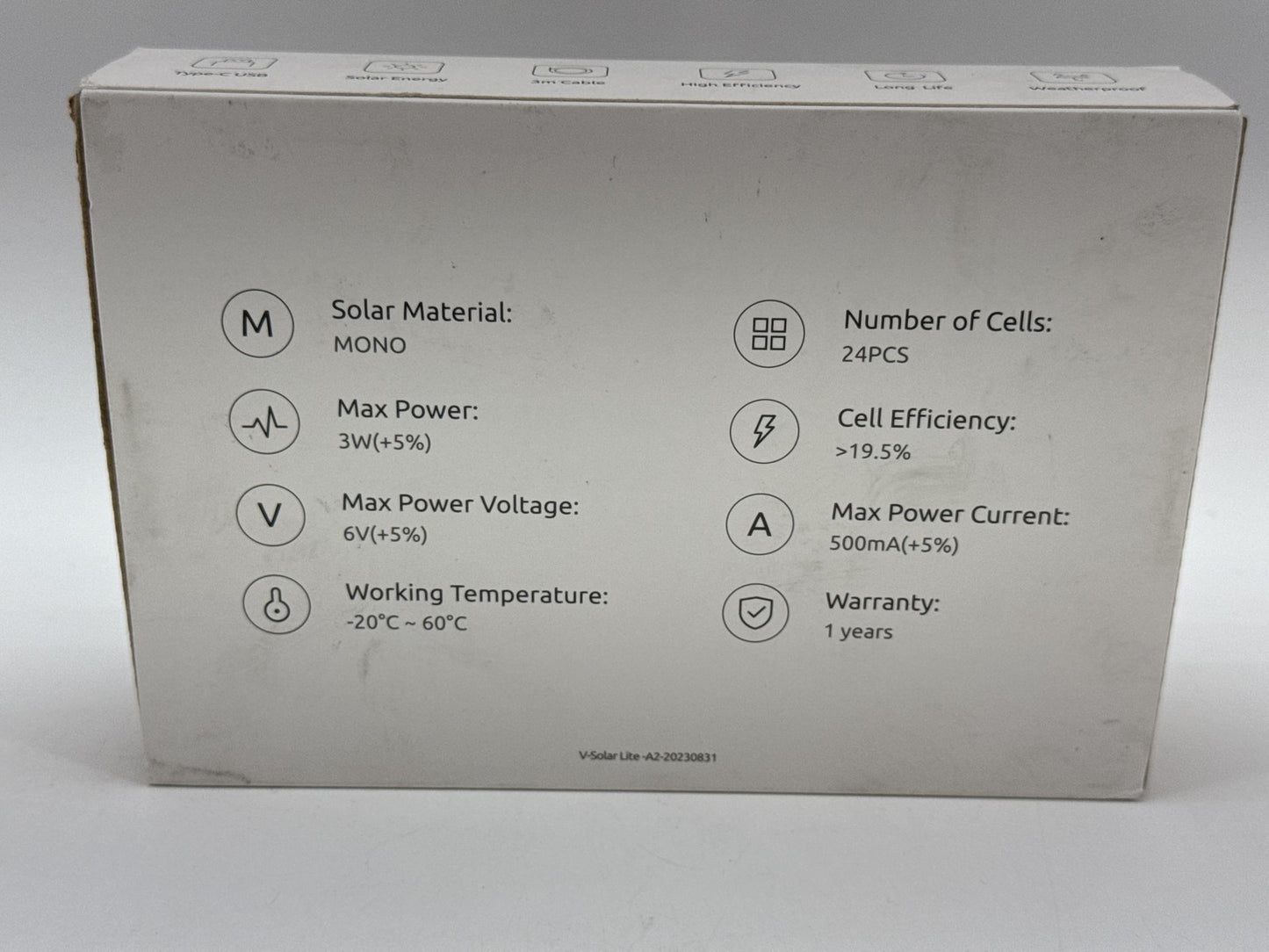 Netvue Solar Lite Panel Black Modern Type USB Energy High Efficiency Power White