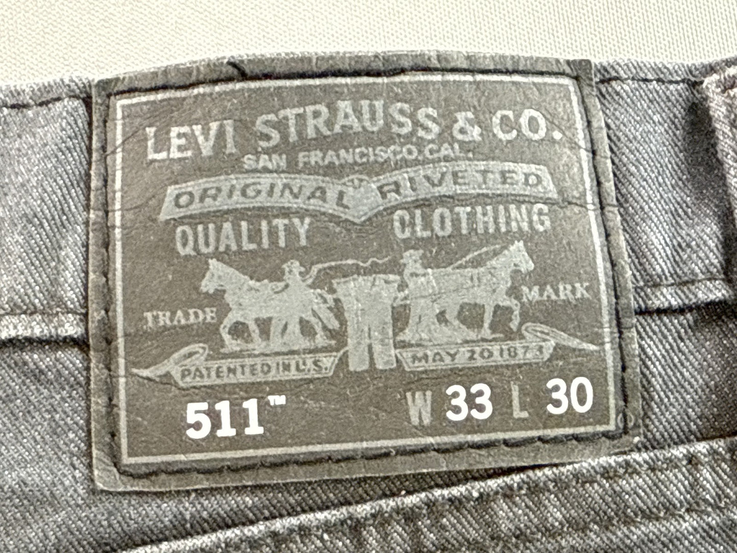 Levi's 511 Straight Leg Jeans 33 x 30 33x30 Gray Cotton Fit Denim Pants Made in