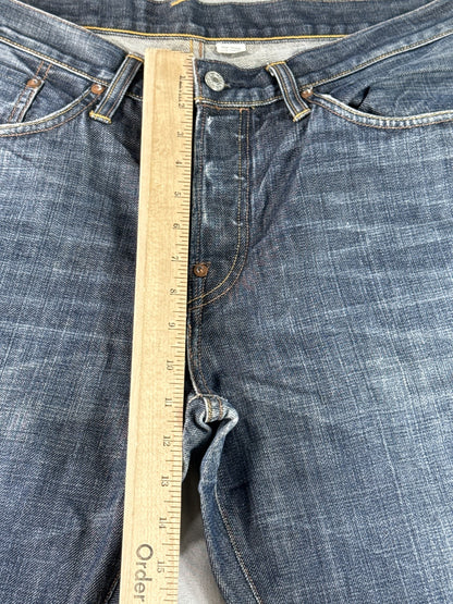 Evisu Straight Leg Jeans Mens 38 Blue 100% Cotton Regular Fit Vintage Grunge