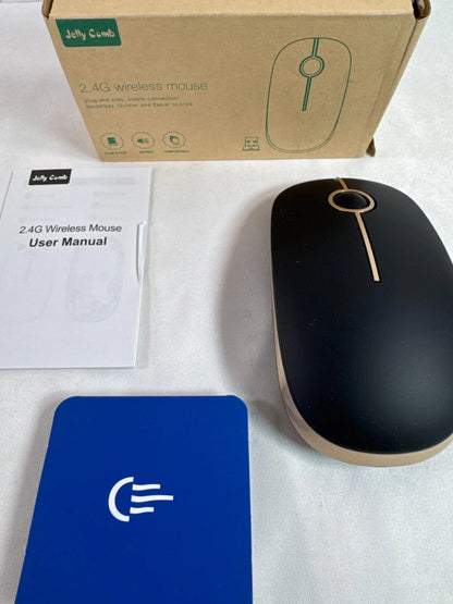Jelly Comb Slim Wireless Mouse 2.4GHz USB Receiver Black & Silver Silent Click