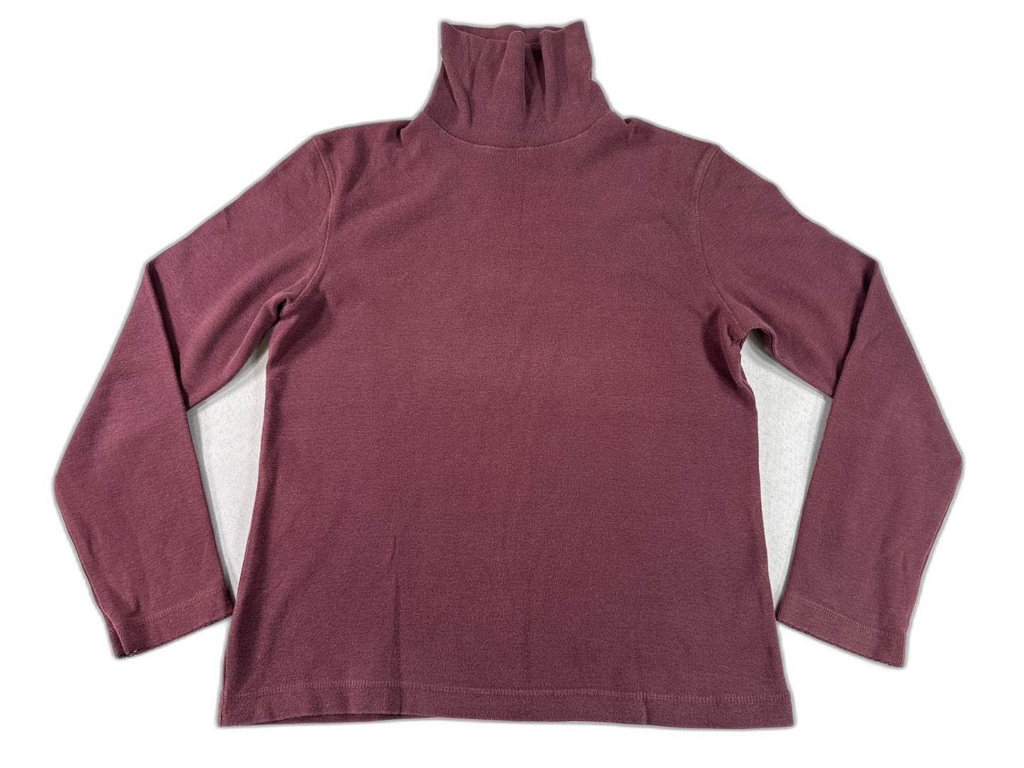 Laura Ashley TS 177 BD Mock Neck Long Sleeve Pullover Top Large Maroon 100% Wool