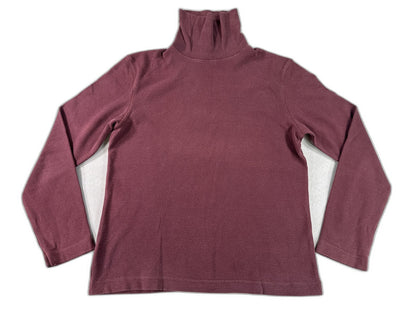 Laura Ashley TS 177 BD Mock Neck Long Sleeve Pullover Top Large Maroon 100% Wool