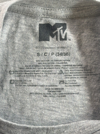 MTV American Flag Logo Graphic Tee Gray Small Music Television Retro USA Shirt