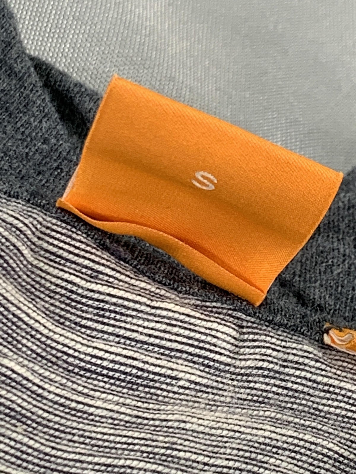 Hugo Boss Cardigan Sweater Mens Small Gray Striped V Neck Boss Orange Casual on