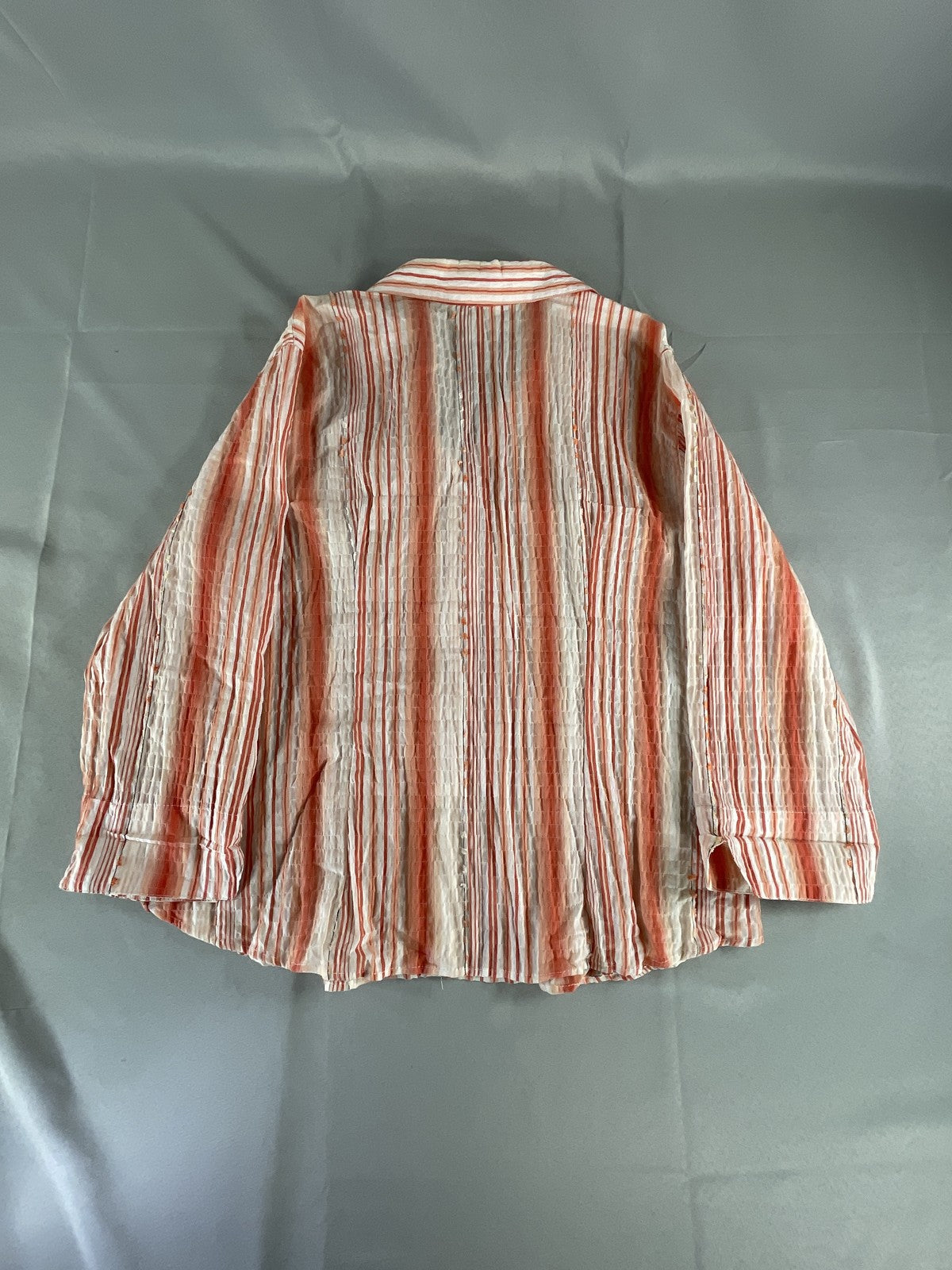 Coldwater Creek Shirt Womens XL Stripe Button Up Textured Blouse Casual Top