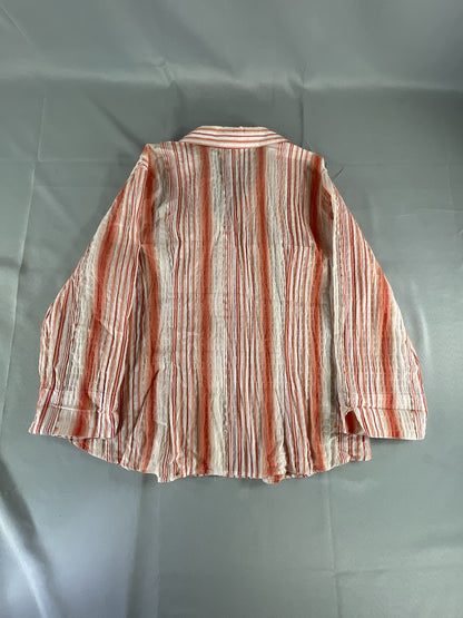 Coldwater Creek Shirt Womens XL Stripe Button Up Textured Blouse Casual Top