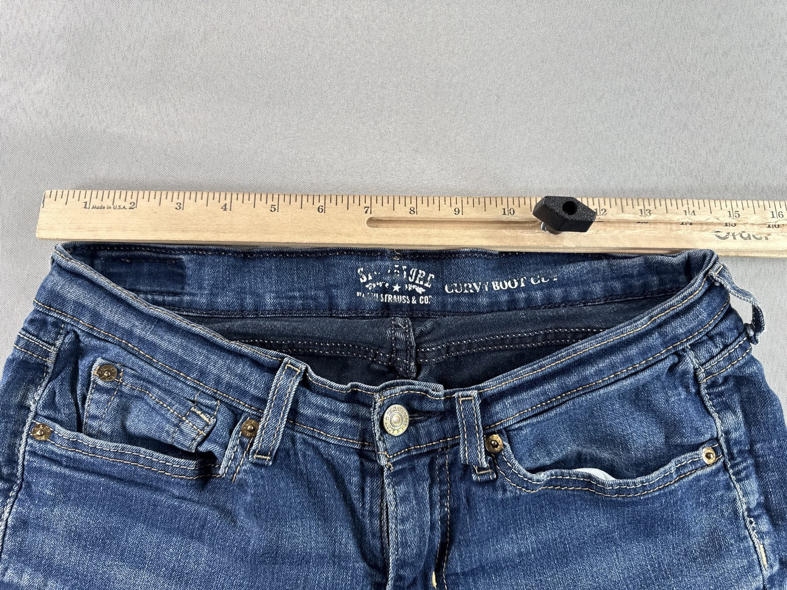 Signature Jeans 12 S Womens S/C Blue Bootcut Stretch Denim Mid Rise Cotton Blend