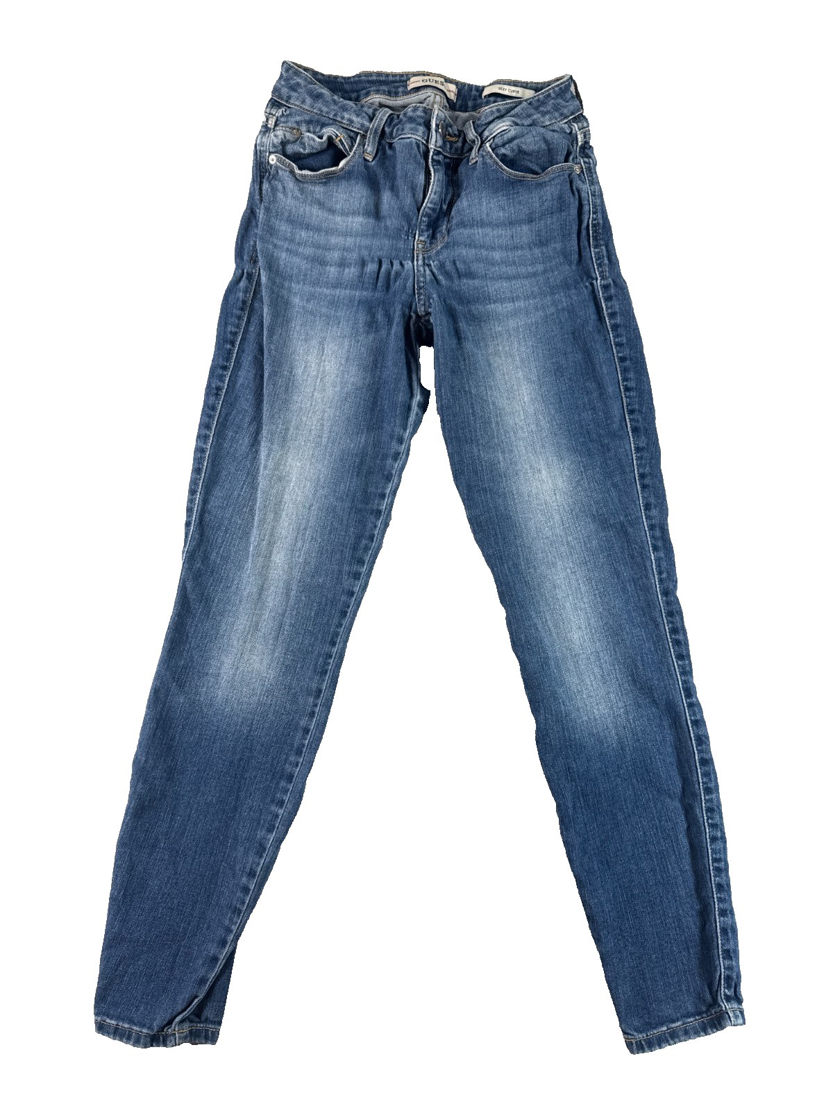 Guess Sexy Curve Skinny Jeans Womens Blue Stretch Denim Mid Rise Faded Wash 30