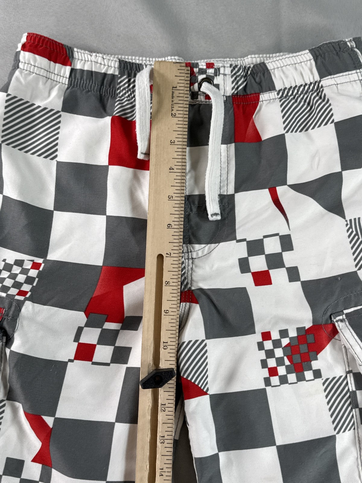 REBEL ACTIVE Streetwear Cargo Shorts YEARS 140CM Gray Red White Cotton Regular