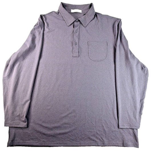 Newtons First Polo Shirt Mens 2XL Gray Long Sleeve Stretch Casual Pocket Top