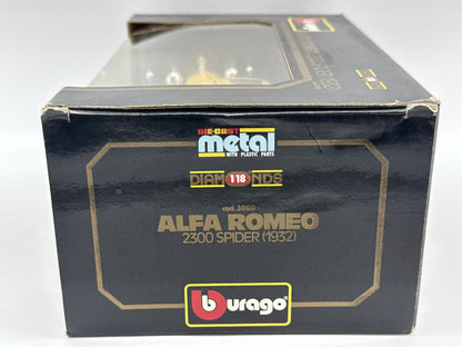 Bburago Alfa Romeo 1:18 Diecast Toy Vehicle Yellow Vintage Limited Edition