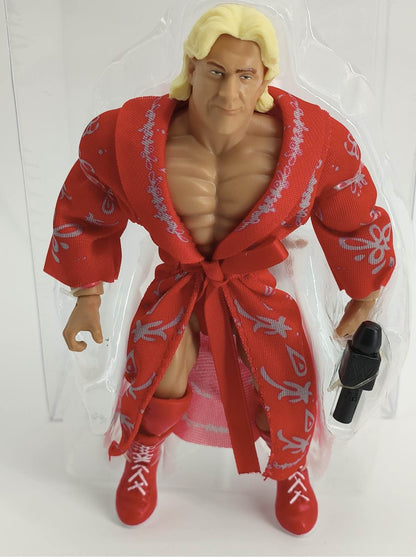 WWE Mattel RetroFest Ric Flair Action Figure Red Robe Mic Loose Displayed 6685