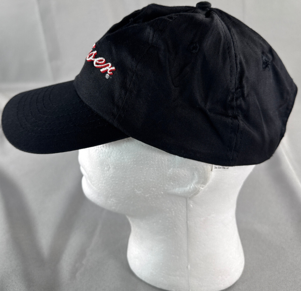 Budweiser Beer Hat Black Snapback Cap Adjustable OSFA Logo Embroidered Script