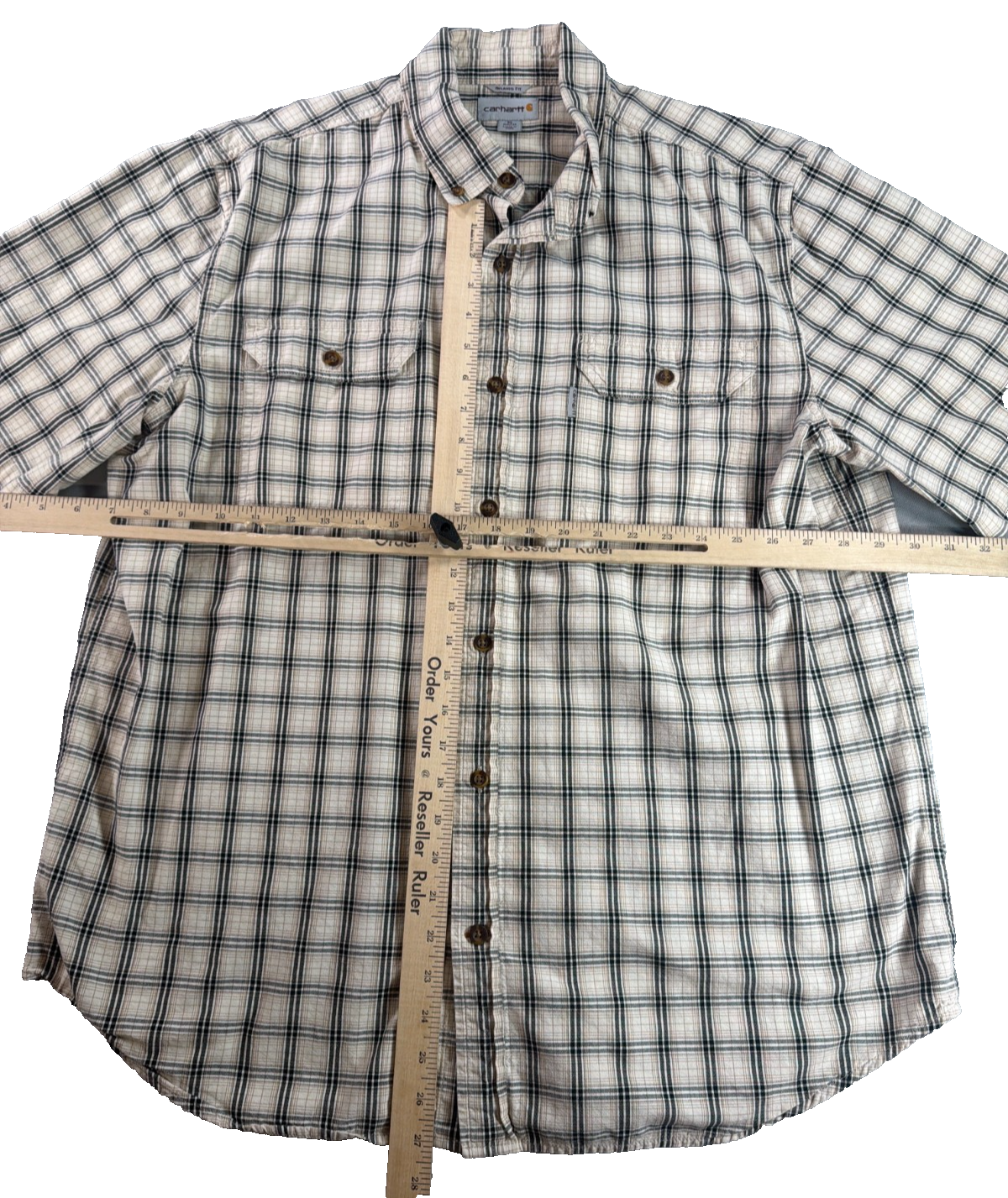 Carhartt Relaxed Fit Mens XL Short Sleeve Plaid Button Down Work Shirt Cotton