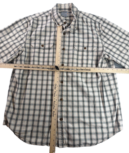 Carhartt Relaxed Fit Mens XL Short Sleeve Plaid Button Down Work Shirt Cotton