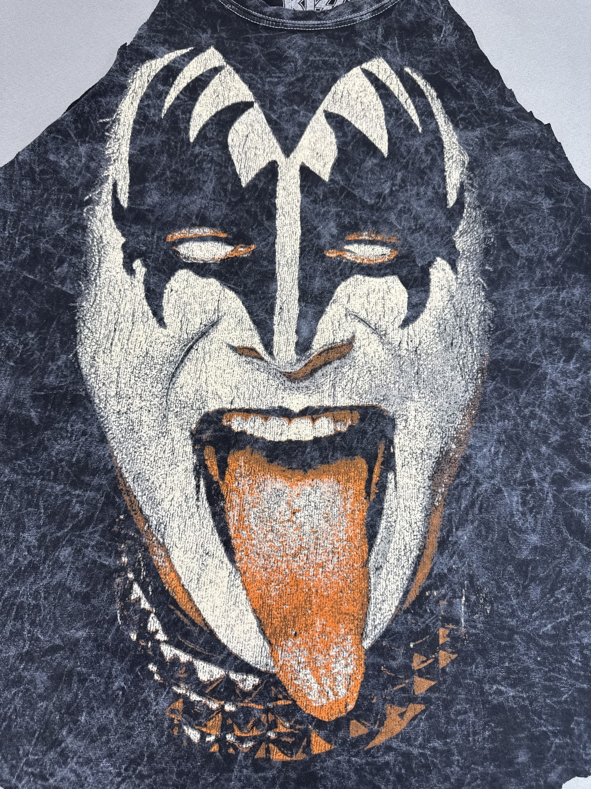 KISS Gene Simmons Music Tank Top L Black 100% Cotton Sleeveless Distressed